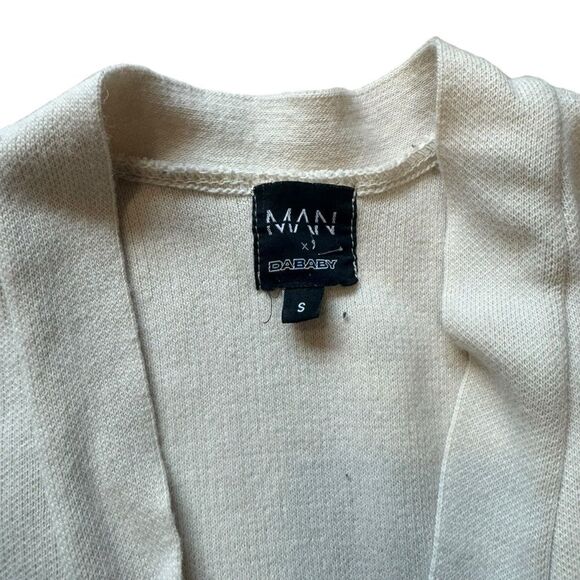 BoohooMAN x DaBaby Worldwide Official Cream Knit Cardigan Letterman Sweater - Picture 2 of 6